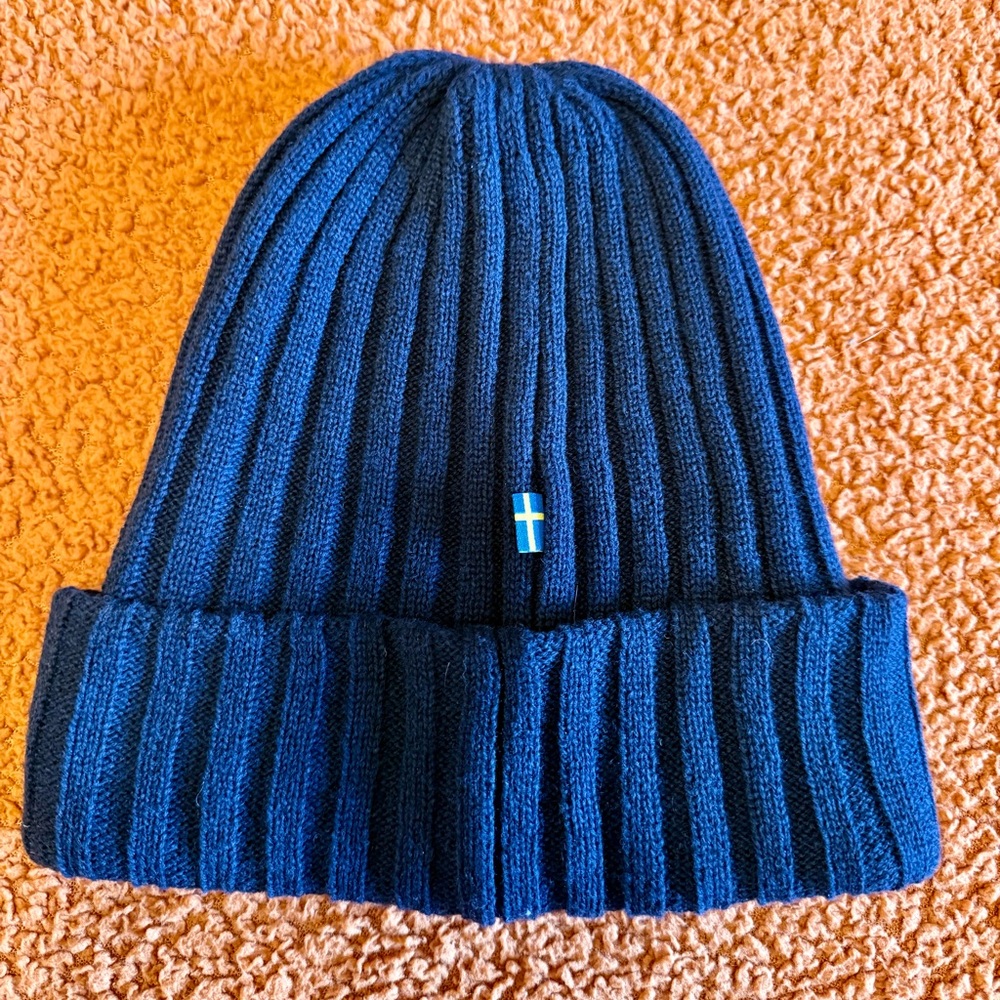 Fjallraven ribbed wool beanie - Navy